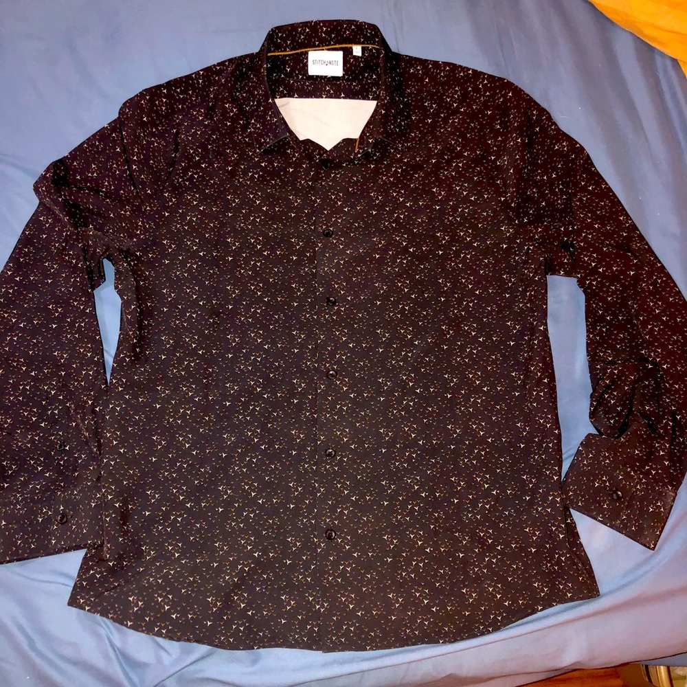 Stitch Note Men’s Black Dress Shirt
